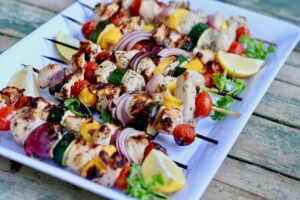 chicken skewers with vegetables